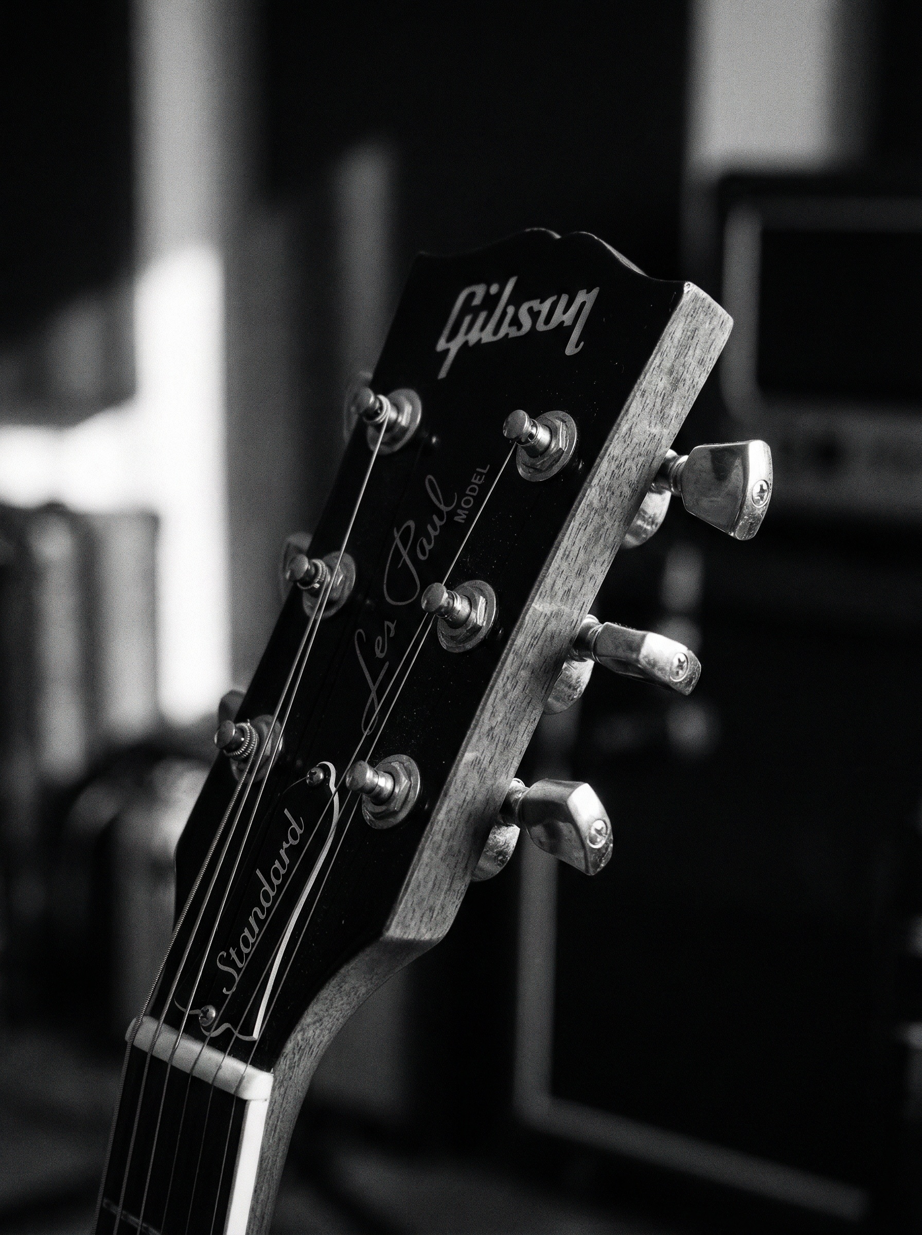 Gibson Les Paul headstock, black and white